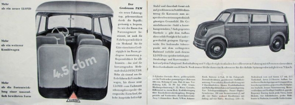 Lloyd LT 500 Modelprogram 1953 "Der neue Typ" Carbrochure (6475)